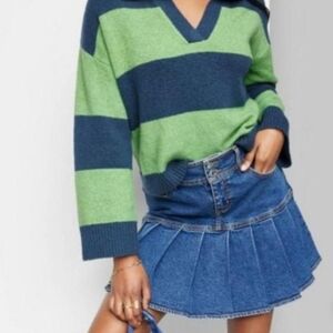 Wild Fable Green and Blue Striped Sweater